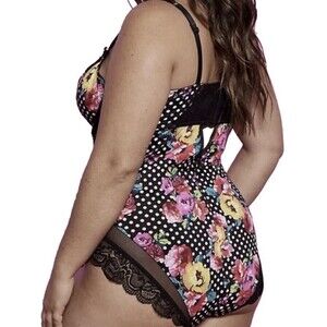 TORRID & Betsey Johnson Limited Edition BLACK Flowered BODYSUIT Size 1 (14-16)